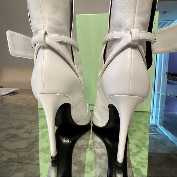 🔥Off-White c/o Virgil Abloh SZ 36 White Leather Zip Tie Pointed Toe Bootie Used - Picture 11 of 16